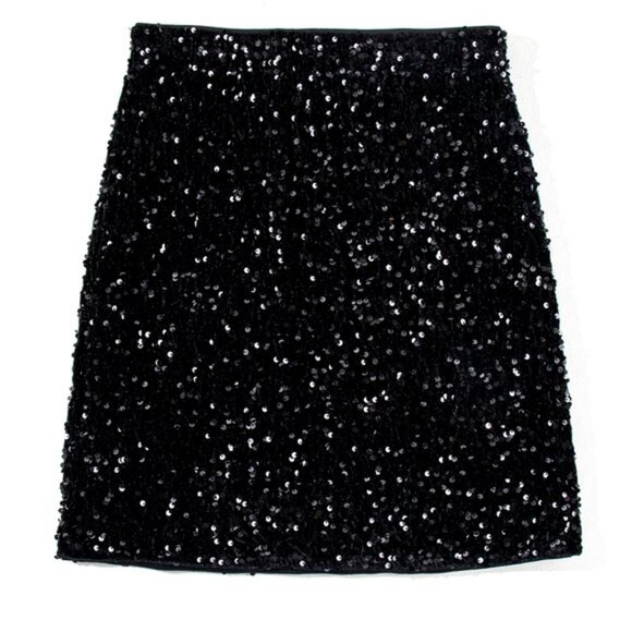 BLACK Sequin, Mini Skirt-Elastic Waist , Ladies XL Above Knee - Picture 2 of 5